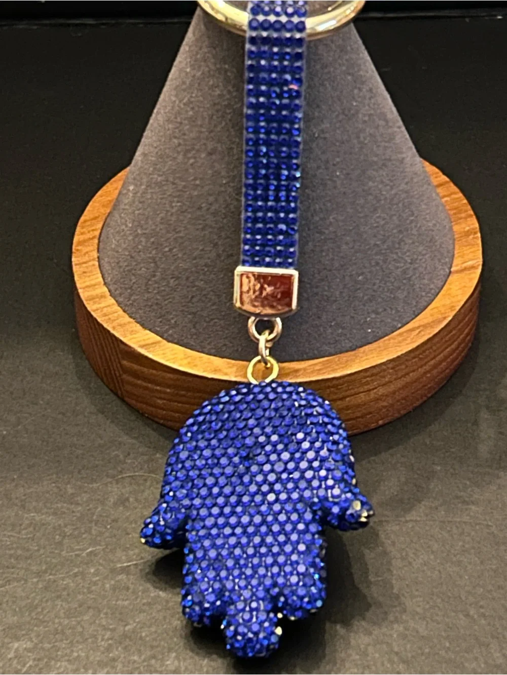 Royal Blue Crystal Hamsa Evil Eye 🧿 Bag Charm Keychain with Gold Hardware NWOT